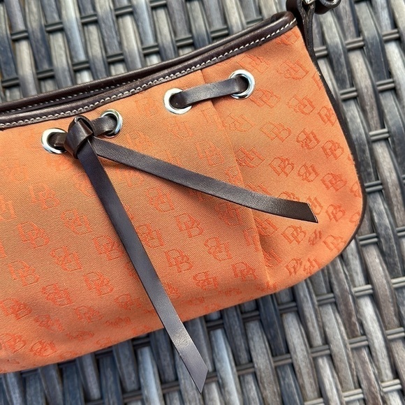 Dooney & Bourke Signature Canvas Handbag w/ Leather Trim - Burnt Orange & Brown - Picture 6 of 16